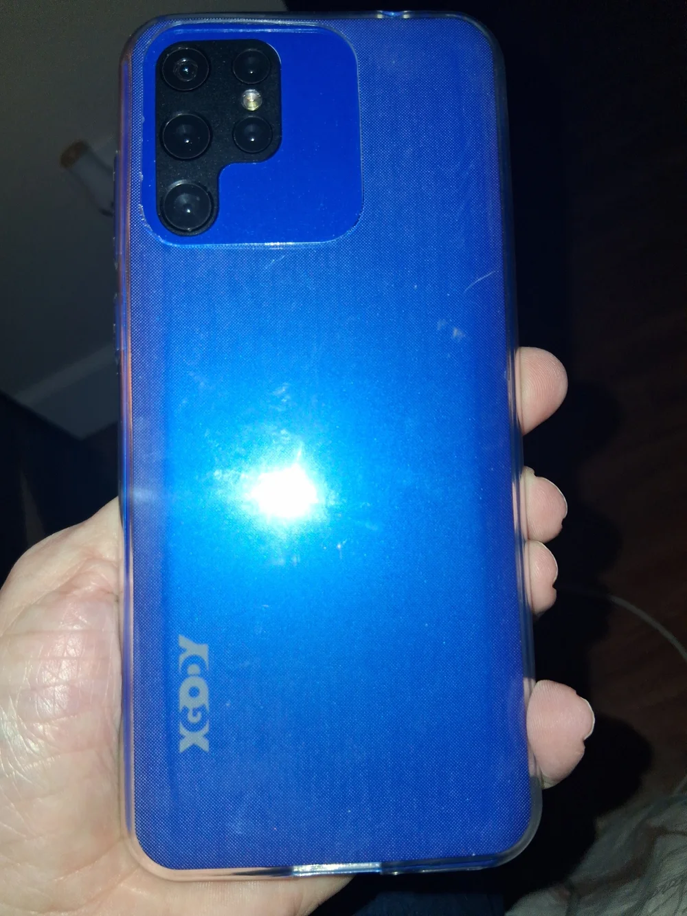 Smartphone with Clear Protective Case - Blue